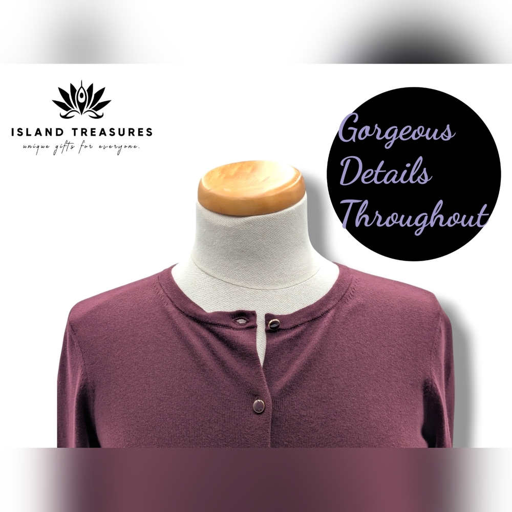 NWT Ann Taylor Factory Sz Small Women Burgundy|Purple Cardigan Soft Cotton|Nylon - Picture 15 of 16